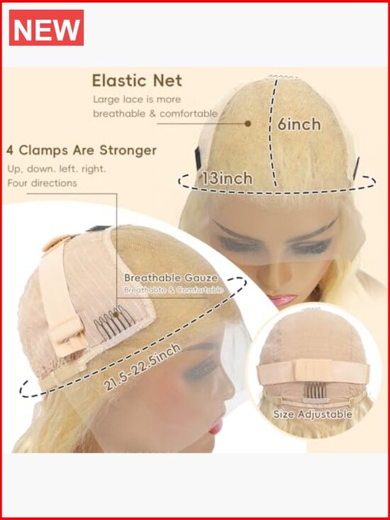 30 Inch 613 Lace Front Wig Human Hair Straight Blonde 200% Density 13x6 Lace main image 4